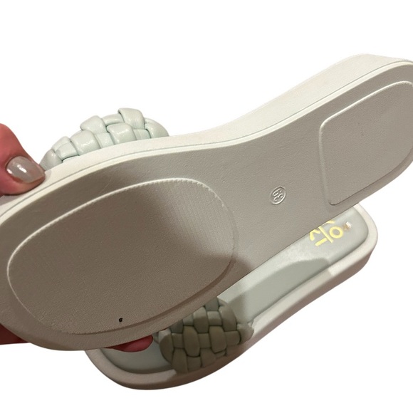 Elegant mint Green Woven Slide Sandals - Picture 4 of 5